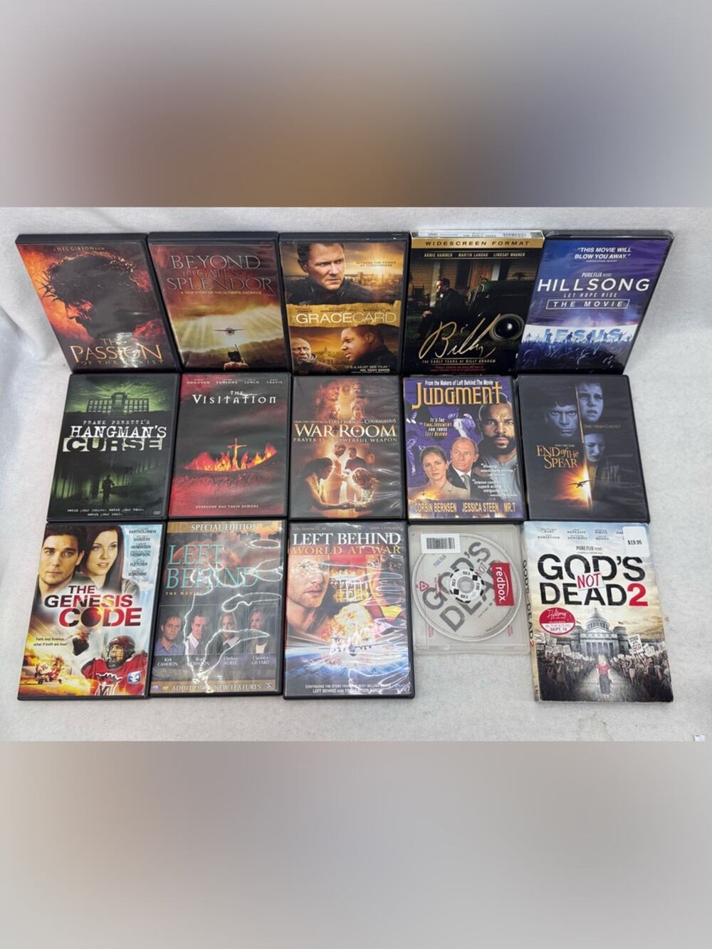 Lot 15 EUC/New Christian Religious DVDs: The Passion, Gods Not Dead, Left Behind